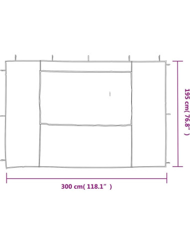 Pared lateral de carpa de fiesta MOBCANT 2 piezas azul 299.7x195cm