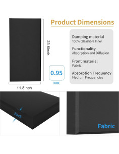Paneles Acústicos GINCHAIN 4 PCS 60cm x 30cm Aislantes Sonido Negro 2