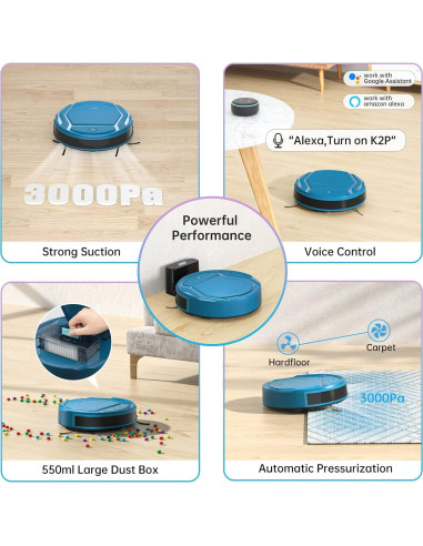 Aspiradora Robot OKP K2P, WiFi, Carga Automática, 2500PA