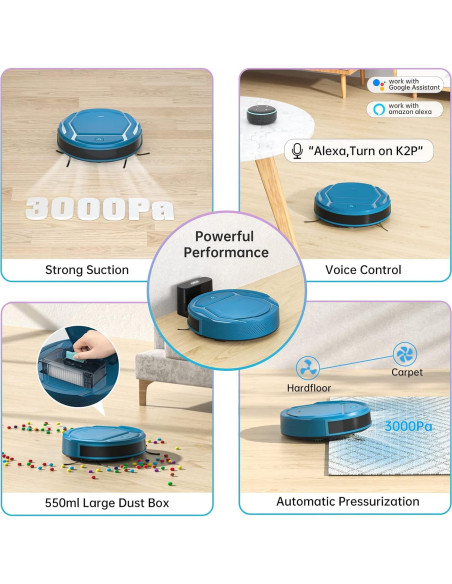 Aspiradora Robot OKP K2P, WiFi, Carga Automática, 2500PA