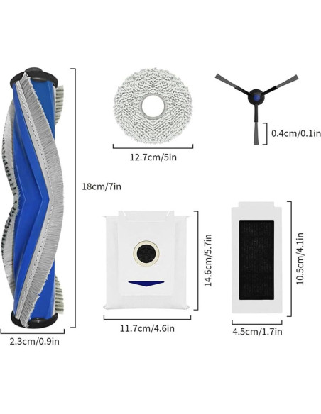 Kit de Reemplazo 12 Piezas EMTK para Ecovacs Deebot T30