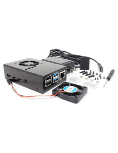 Caja de Aluminio para Raspberry Pi 4 B con Ventilador y Adaptador USB-C