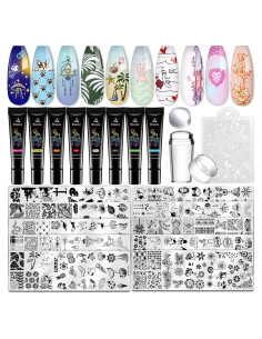 Kit de Estampado de Uñas Biutee 21PCS con 8 Esmaltes 8ml