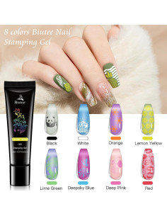 Kit de Estampado de Uñas Biutee 21PCS con 8 Esmaltes 8ml 2
