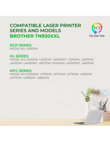 Cartucho de Tóner TCT TN920XXL - Paquete de 2, 11000 Páginas