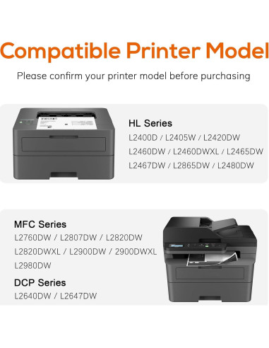 Tóner Compatible TN830XL Jeostarky para Brother - 2 Paquetes