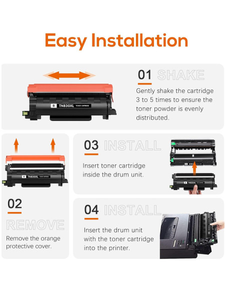 Tóner Compatible TN830XL Jeostarky para Brother - 2 Paquetes