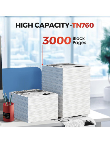 Tóner TN760 SUDLTO para impresora Brother - 4 Cartuchos Negro