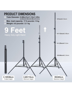 Soporte de Luz LINCO Zenith 265 cm con Varillas Adicionales 2