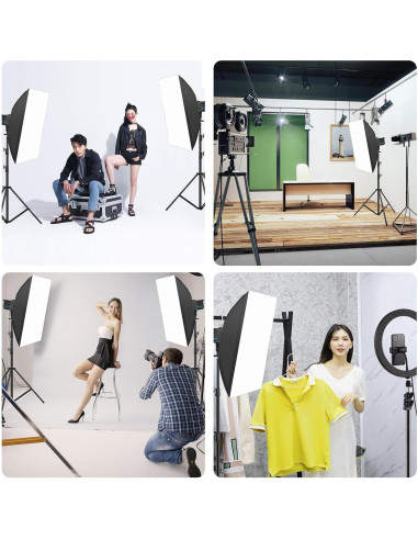 Kit de Iluminación Softbox PULUZ 120W con Trípode y Control Remoto