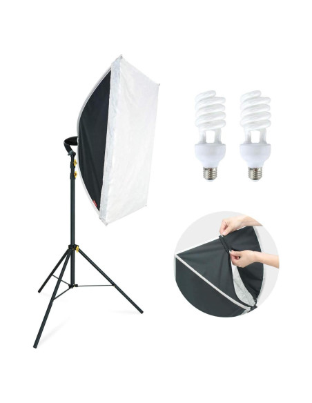 Kit de Iluminación Fotográfica LINCO Softbox 50x70 cm con 2 Bombillas