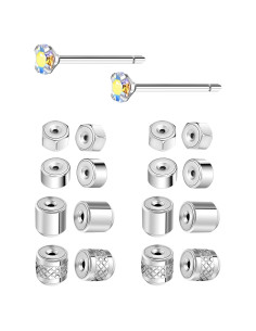 Respaldos de Aretes AOEDEJ de Acero Inoxidable Plata - 8 Pares