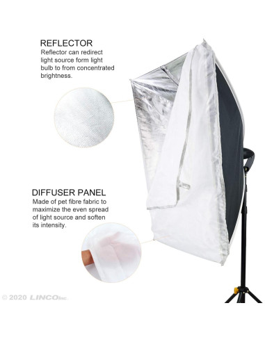 Kit de Iluminación Fotográfica LINCO Softbox 50x70 cm con 2 Bombillas