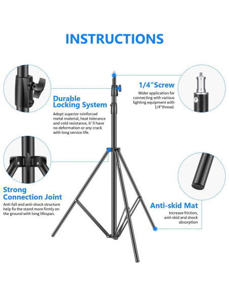 Soporte de Luz Ajustable Neewer 3m con Amortiguación de Resorte