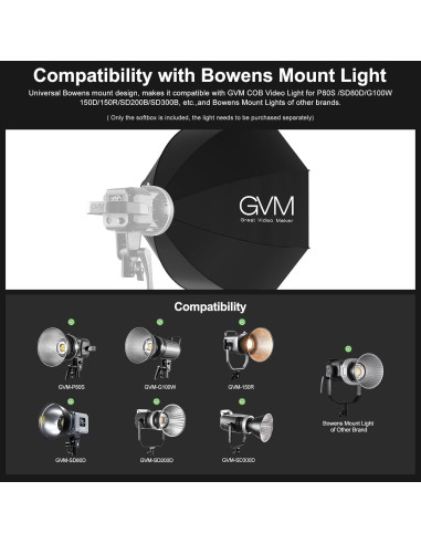 Softbox GVM 60x30 cm con Montaje Bowens y Rejilla