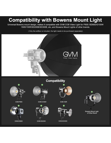 Softbox GVM 60x30 cm con Montaje Bowens y Rejilla