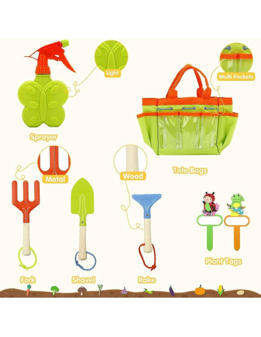Juego de Jardinería para Niños Homegician 12 Piezas Verde