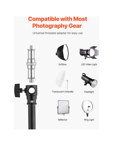 Soporte de Luz de Aluminio VEVOR 3-5 kg Altura 390 cm