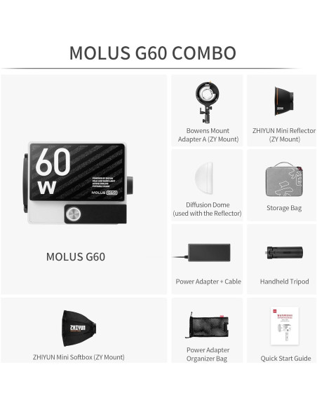 Luz LED Bi-Color Zhiyun MOLUS G60 60W 2700K-6500K
