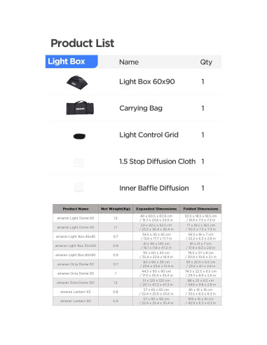 Caja de Luz Amaran 60x90cm Softbox Plegable Bowens con Difusor