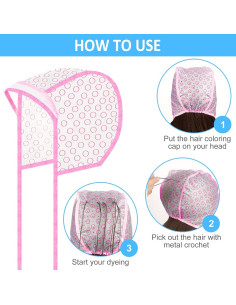 Kit de Coloración de Cabello Boao Rosa - 3 Gorras, 3 Brochas, Guantes 2