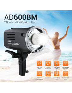 Flash Estroboscópico Godox AD600BM 600Ws con Softbox 80x80cm 2