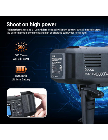Flash Estroboscópico Godox AD600BM 600Ws con Softbox 80x80cm