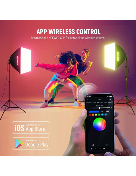 Bombilla LED RGB NEEWER 26W Control App 2700K-6500K E26