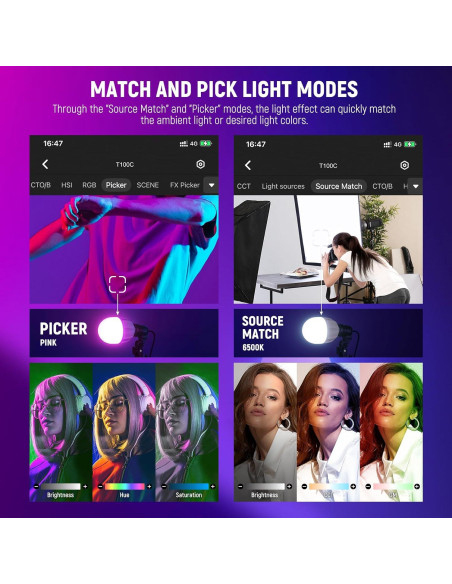 Bombilla LED RGB NEEWER 26W Control App 2700K-6500K E26