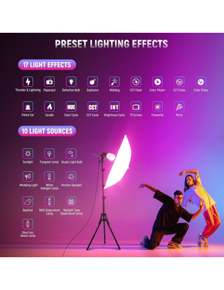 Bombilla LED RGB NEEWER 26W Control App 2700K-6500K E26