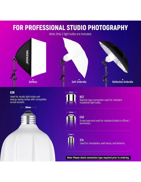 Bombilla LED RGB NEEWER 26W Control App 2700K-6500K E26