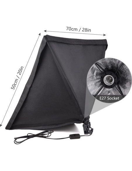 Kit de Iluminación Andoer Softbox 50x70cm con Soporte 2m