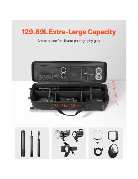 Estuche de Equipo de Estudio VEVOR con Ruedas y Compartimentos