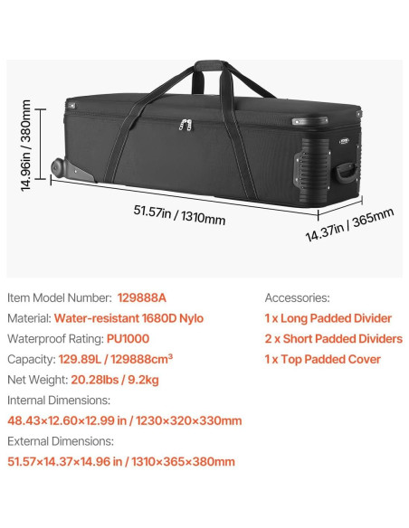 Estuche de Equipo de Estudio VEVOR con Ruedas y Compartimentos