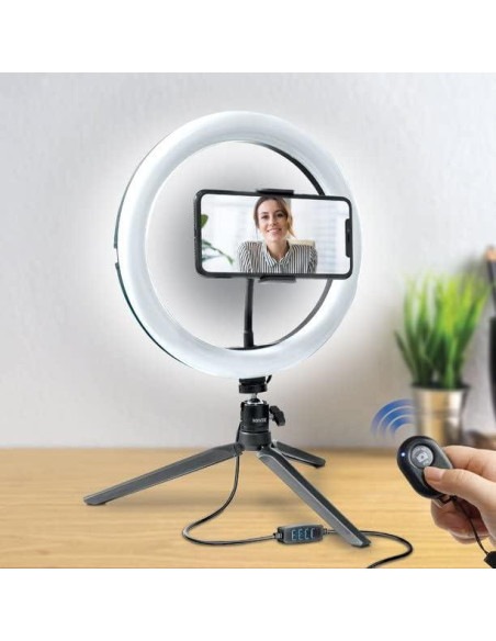 Luz de Anillo LED Bower 25.4 cm Regulable 3 Modos USB