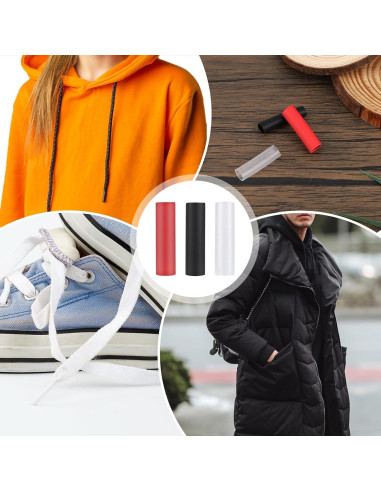 210 Puntas de Cuerdas de Zapatos Mikovivi - 3 Colores, 0.48x2.5cm