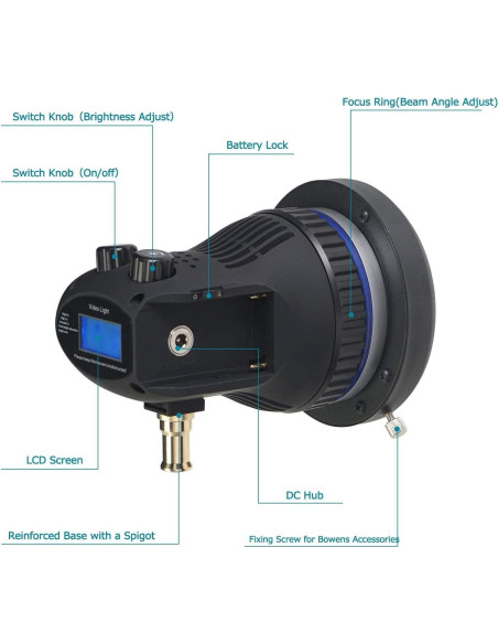 Luz LED Portátil WELLMAKING 80W Regulable 5600K CRI 98