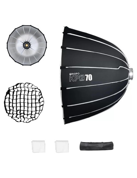 Softbox Parabólico 70cm Triopo Montaje Bowens con Rejilla