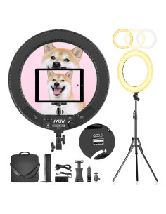 Anillo de Luz IVISII 18" Bi-Color 60W con Soporte y Trípode