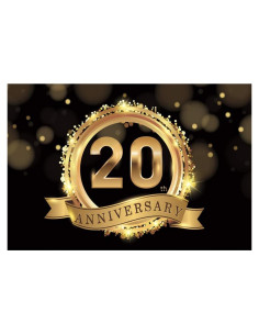 Fondo de Fotografía Vinilo Yeele 2.2x1.5m 20 Aniversario Dorado