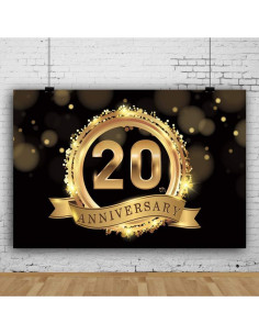 Fondo de Fotografía Vinilo Yeele 2.2x1.5m 20 Aniversario Dorado 2