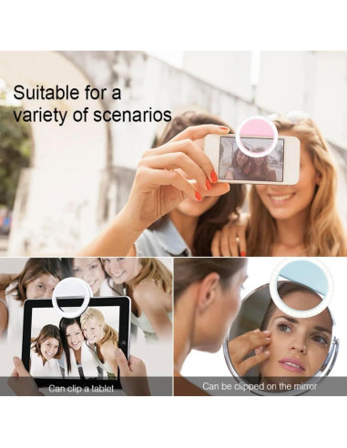 Anillo de Luz LED Clip On para Selfies Technology Co 3 Modos
