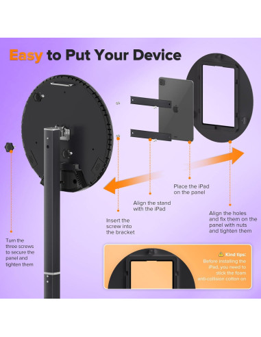 Cabina de fotos portátil Aorsipt S2 para iPad 10.2-13" con anillo de luz