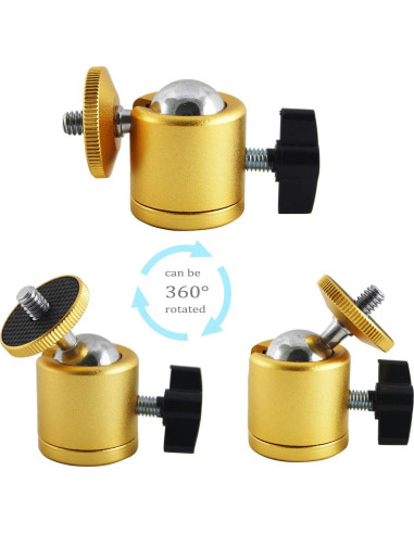Cabezal de bola mini EXMAX dorado 1/4" para cámara DSLR