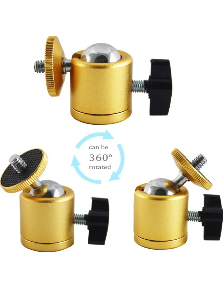 Cabezal de bola mini EXMAX dorado 1/4" para cámara DSLR