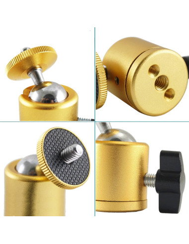 Cabezal de bola mini EXMAX dorado 1/4" para cámara DSLR