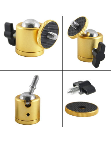 Cabezal de bola mini EXMAX dorado 1/4" para cámara DSLR