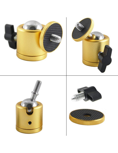 Cabezal de bola mini EXMAX dorado 1/4" para cámara DSLR