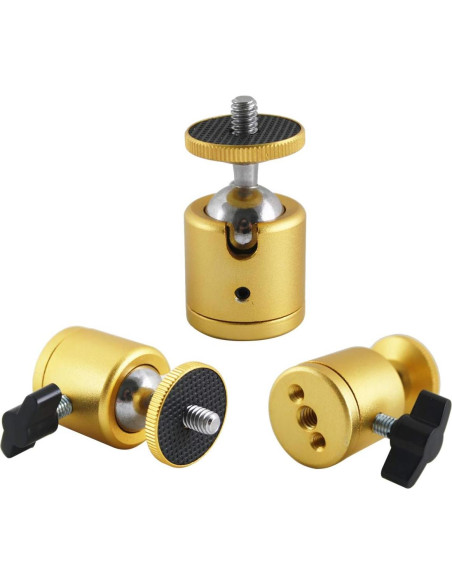 Cabezal de bola mini EXMAX dorado 1/4" para cámara DSLR