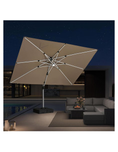 Paraguas Grande de Patio PURPLE LEAF 2.74m x 3.66m con LED Solar